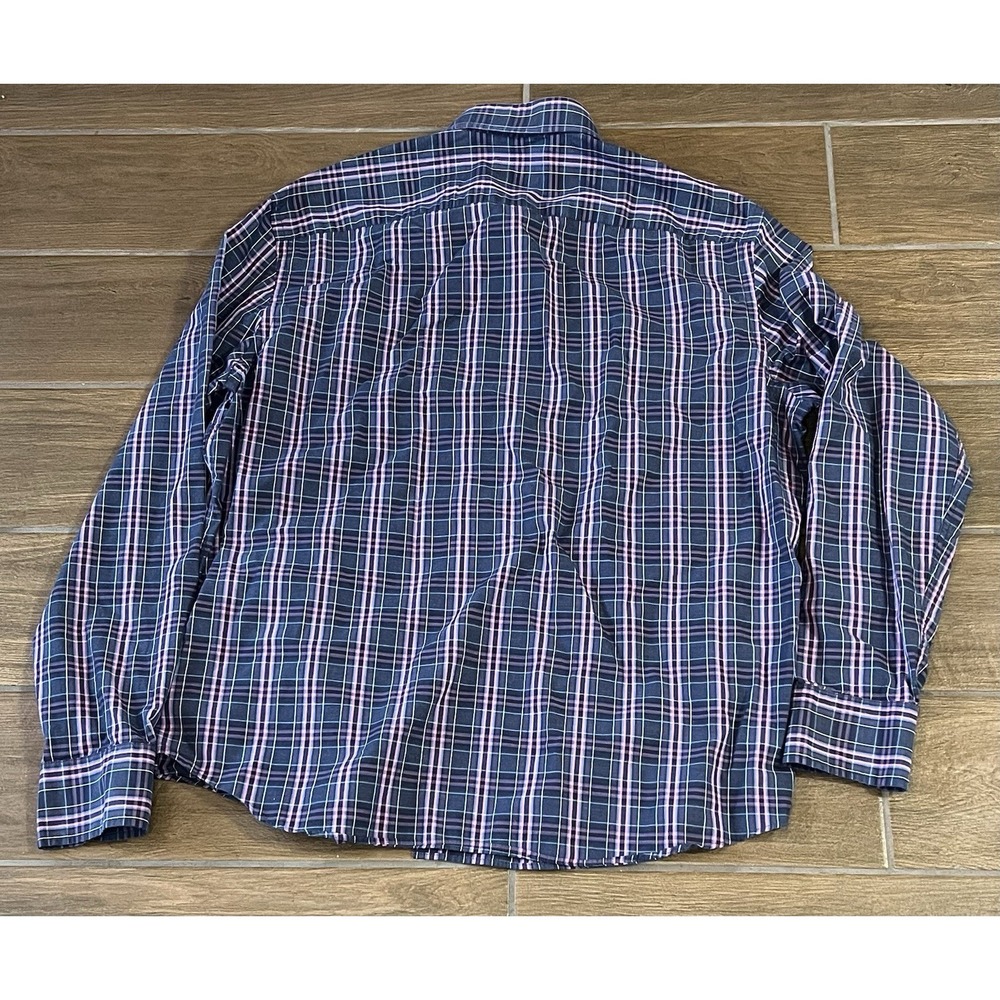 Untuckit Men's Shirt X Large Navy Blue Plaid Sarmassa Style No. 41258 Cotton - Picture 5 of 6